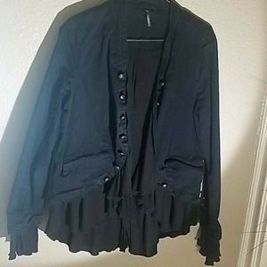 Black Free People Military Ruffles Jacket